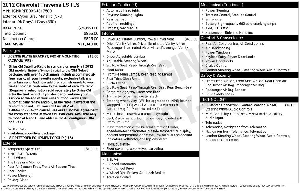 2012 Chevrolet Traverse LS