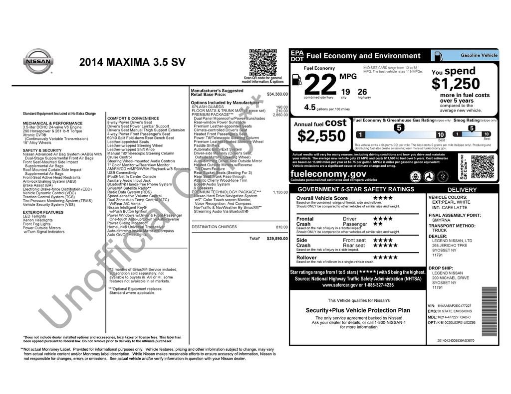 2014 Nissan Maxima 3.5 SV