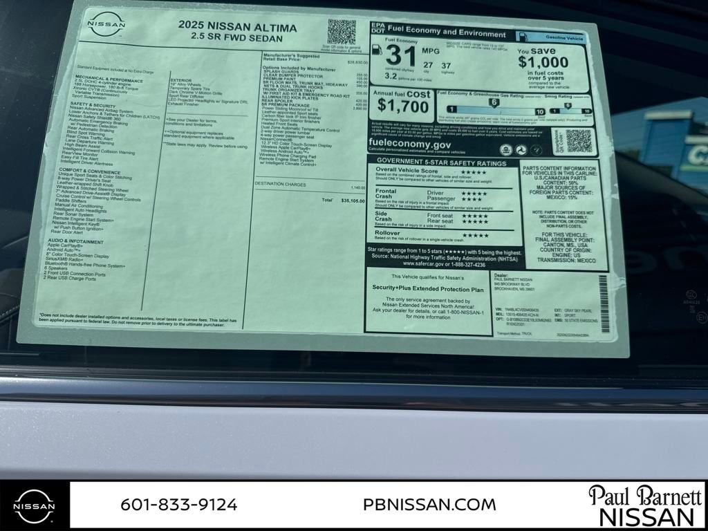2025 Nissan Altima 2.5 SR