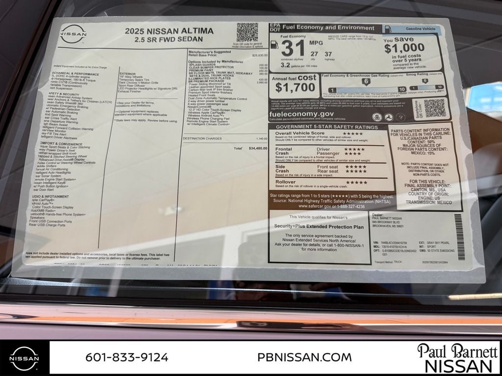 2025 Nissan Altima 2.5 SR