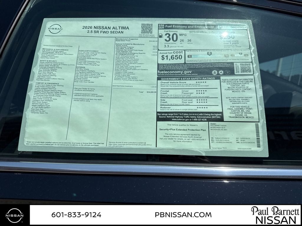 2026 Nissan Altima 2.5 SR