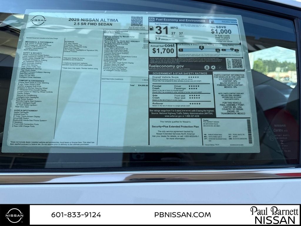 2025 Nissan Altima 2.5 SR