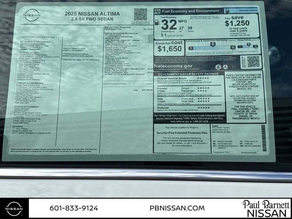 2025 Nissan Altima 2.5 SV