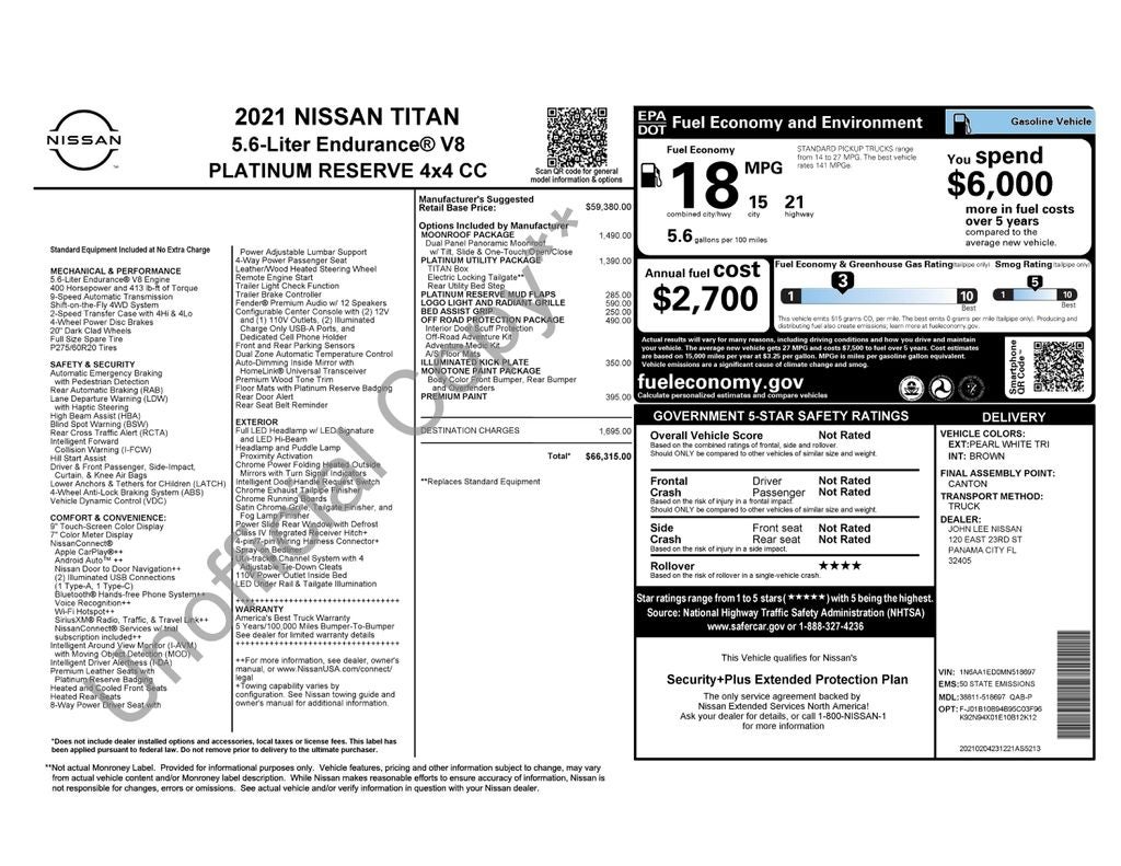 2021 Nissan Titan Platinum Reserve