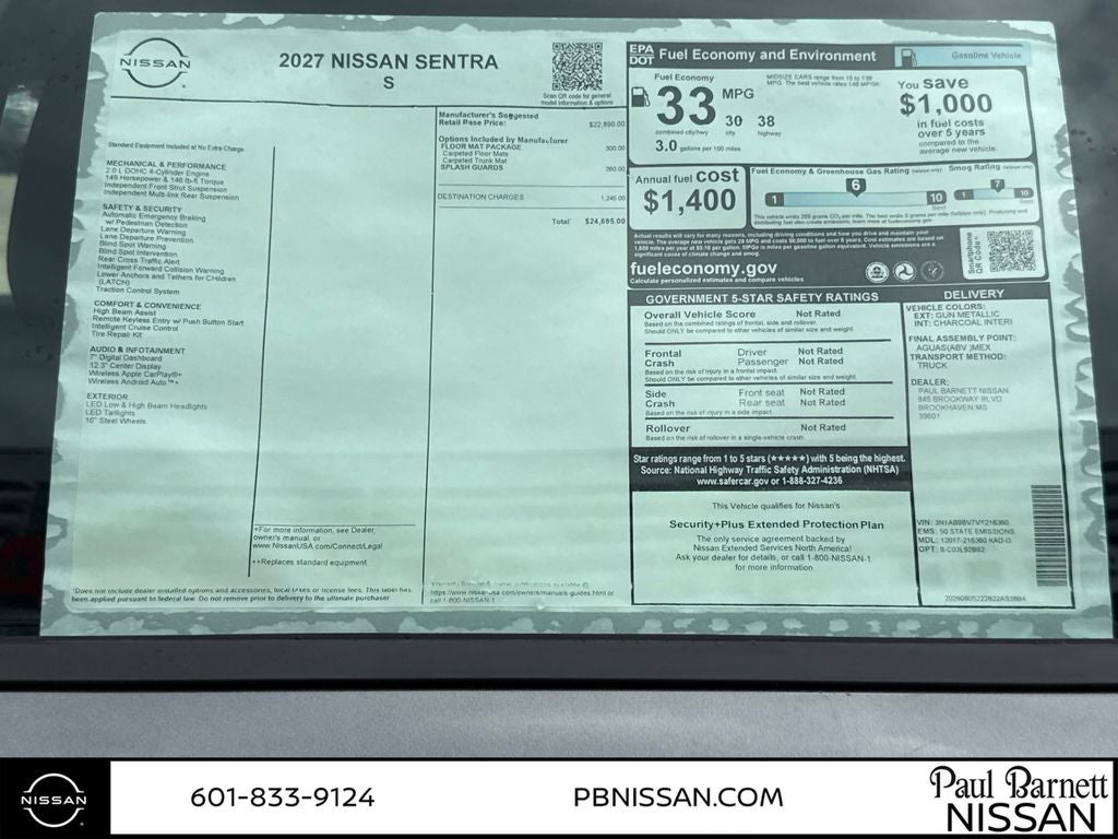2027 Nissan Sentra S
