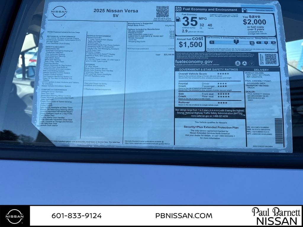 2025 Nissan Versa 1.6 SV