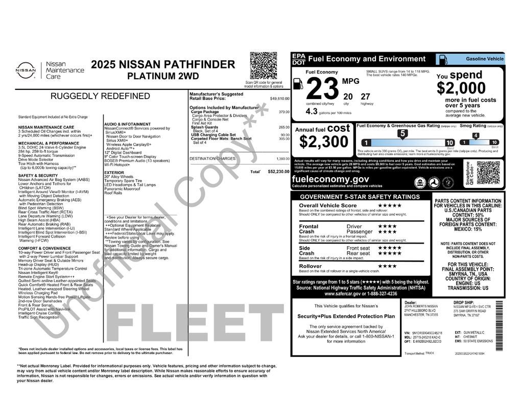 2025 Nissan Pathfinder Platinum