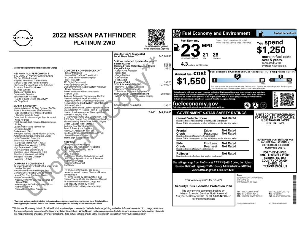 2022 Nissan Pathfinder Platinum