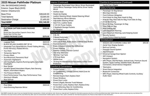2025 Nissan Pathfinder Platinum
