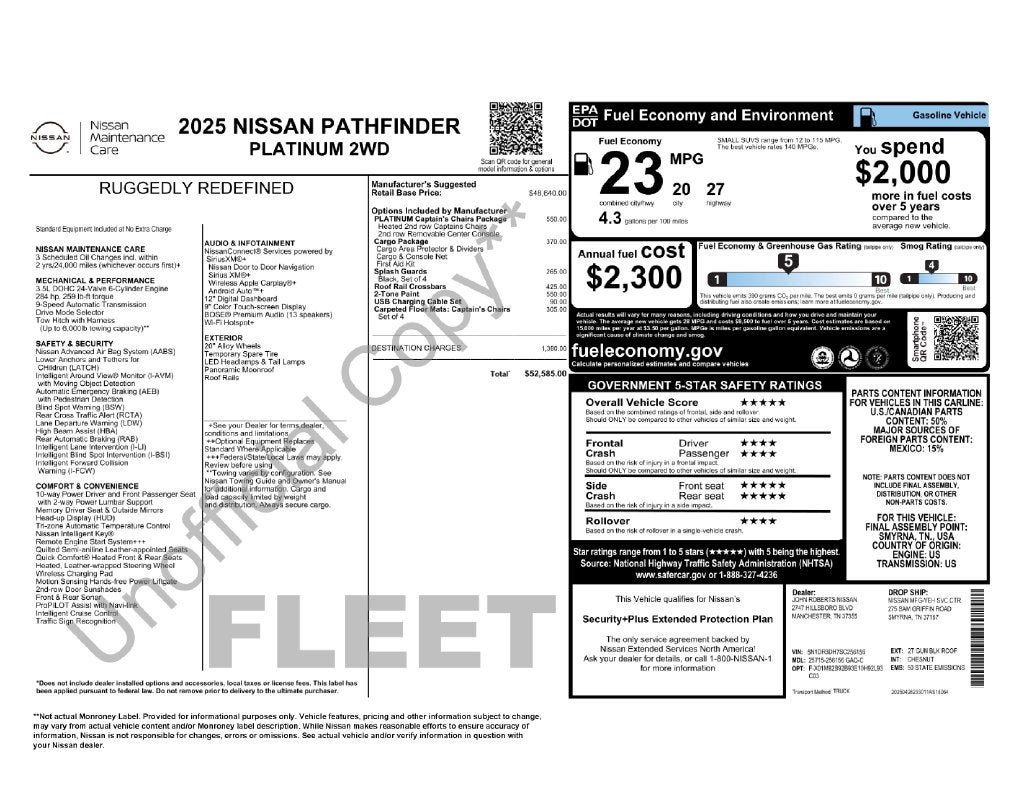 2025 Nissan Pathfinder Platinum