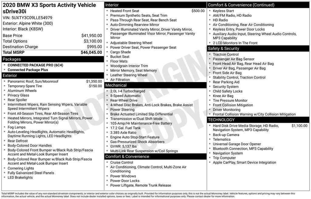 2020 BMW X3 sDrive30i