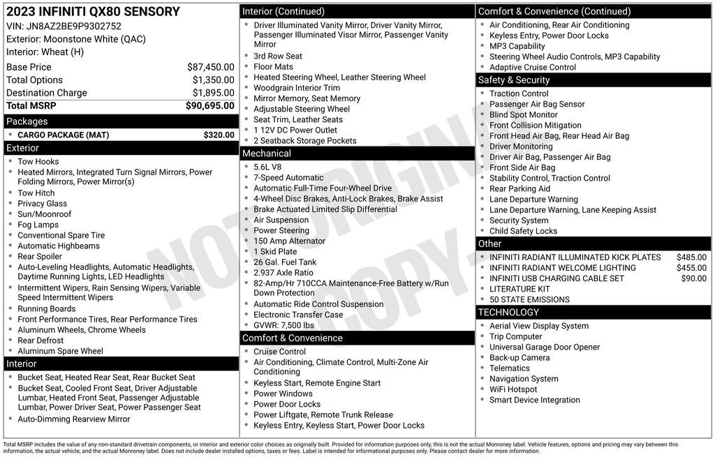 2023 INFINITI QX80 Sensory